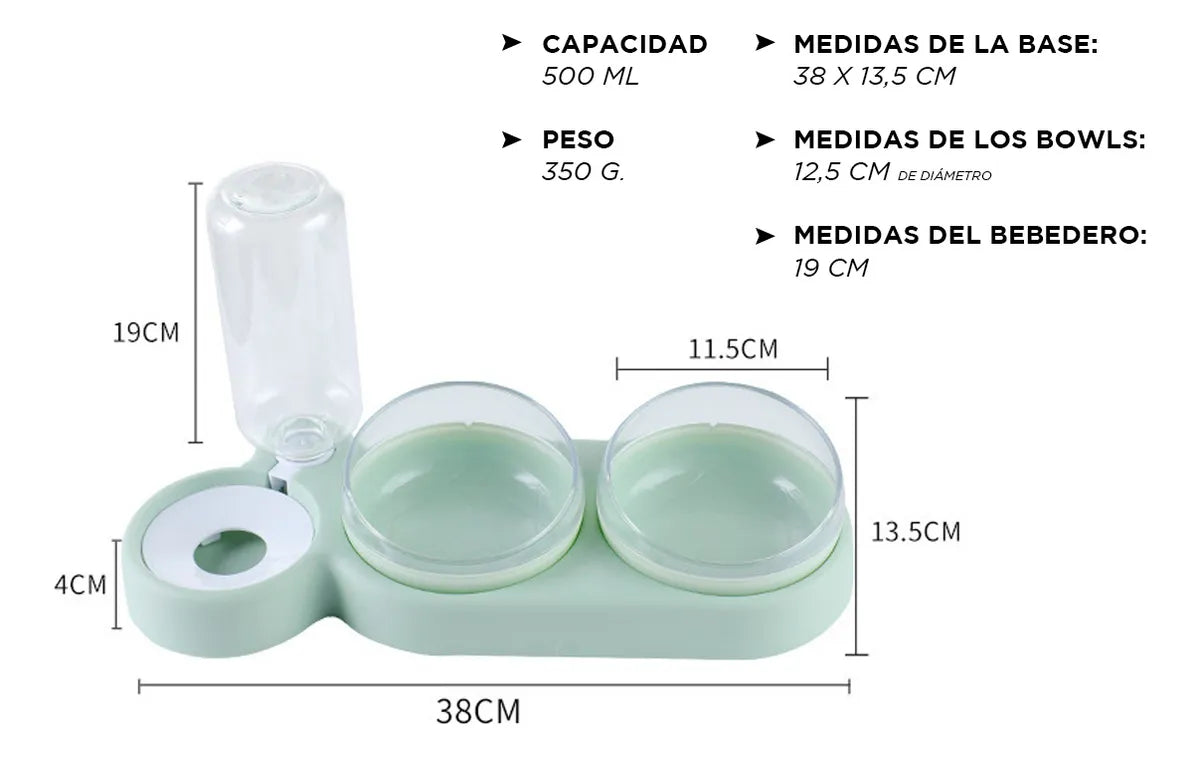 Plato Comedero Doble Para Mascotas Bowl Bebedero Perros Gato