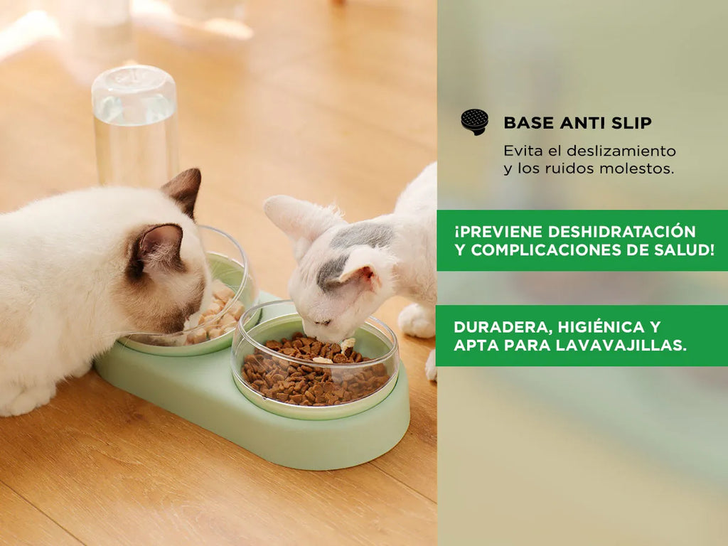Plato Comedero Doble Para Mascotas Bowl Bebedero Perros Gato