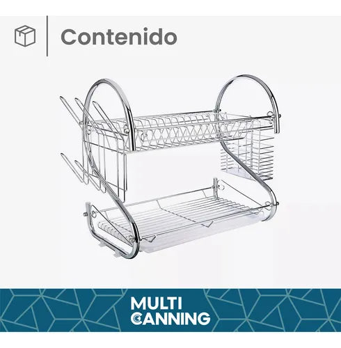 Escurridor Secaplatos 2 Pisos Cromado Platos Tazas Cubiertos Raitot
