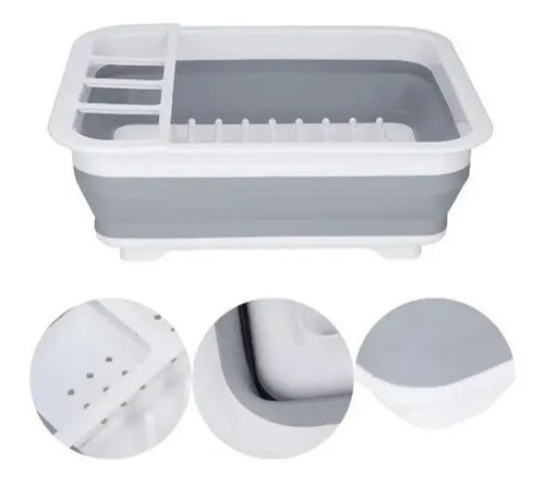 Secaplatos Escurridor Silicona Plegable Cocina Gris