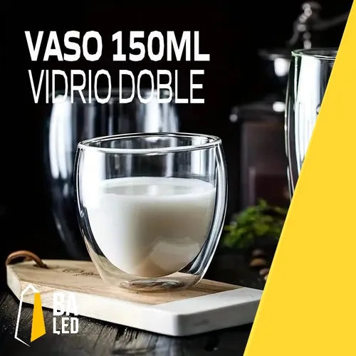 Promo 2x1 | Set de 2 Vasos Taza Doble Vidrio Térmico (150 ml)
