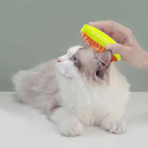 Cepillo De Vapor Para Mascotas 3 En 1 Con Spray Y Masajeador