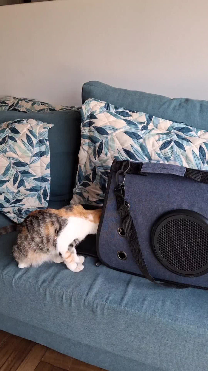 Bolso De Transporte Mascotas  De Hombro Con Ventana Red Azul