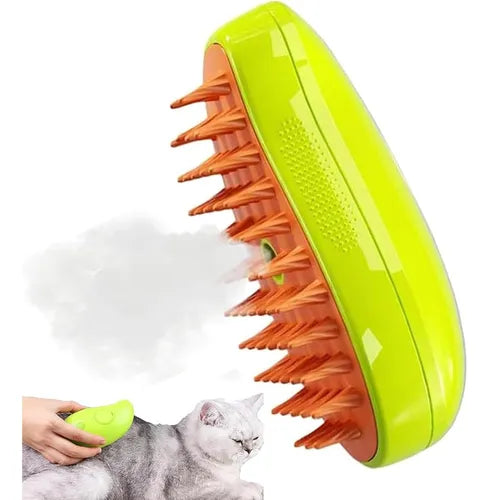Cepillo De Vapor Para Mascotas 3 En 1 Con Spray Y Masajeador