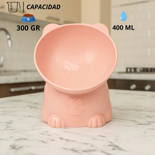 Comedero Bebedero Plato Alto Gato Mascota Elevado Inclinado
