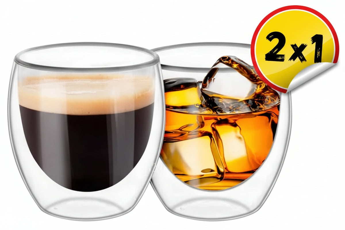 Promo 2x1 | Set de 2 Vasos Taza Doble Vidrio Térmico (150 ml)
