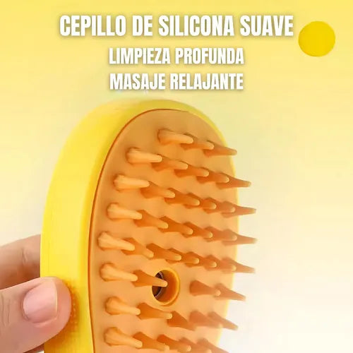 Cepillo De Vapor Para Mascotas 3 En 1 Con Spray Y Masajeador