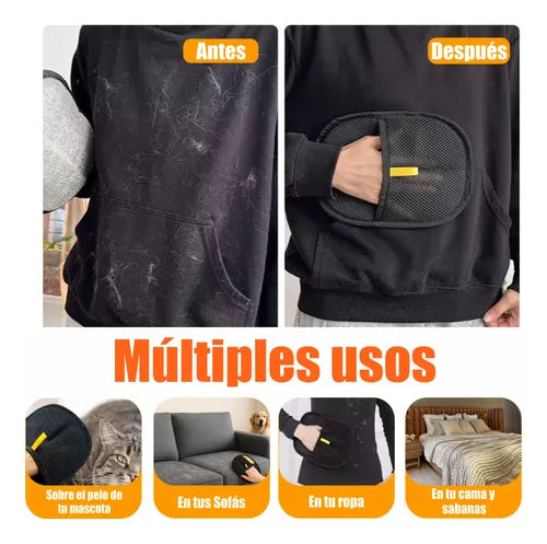 Guante Quita Pelos Y Pelusas Mascotas Sillones Ropa Negro