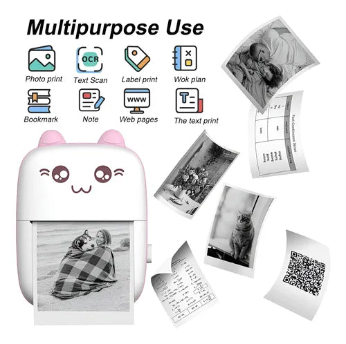 Mini Impresora Térmica Portátil Bluetooth Celular Recargable Color Celeste