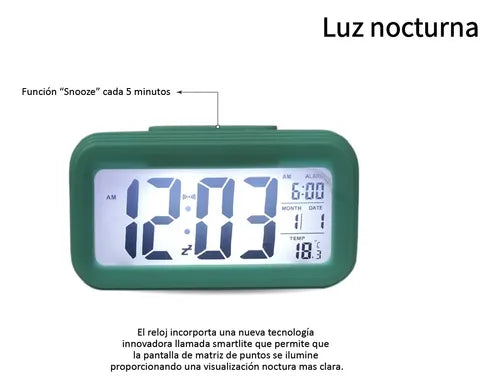 Reloj despertador digital sensor luz Genérica DESPER02 color blanco