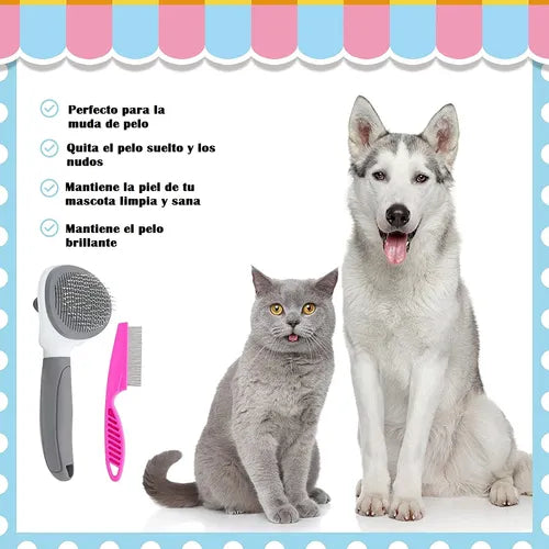 Peine Cepillo Autolimpiante Perros Gatos Mascotas Cardina