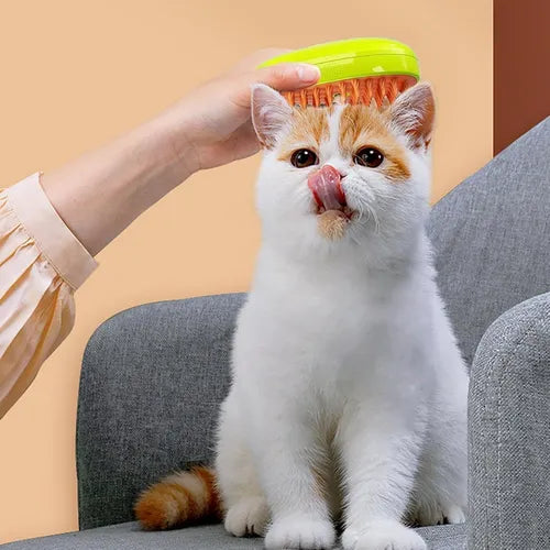 Cepillo De Vapor Para Mascotas 3 En 1 Con Spray Y Masajeador