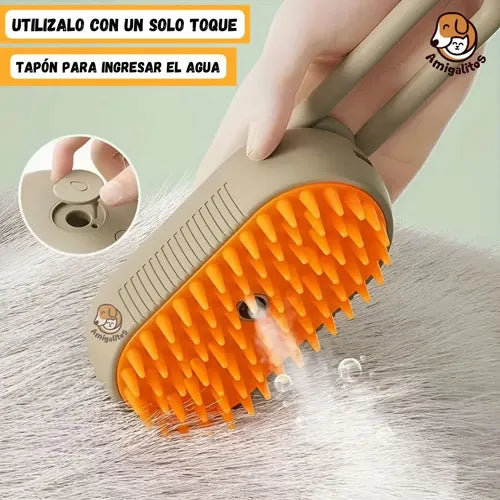 Cepillo A Vapor Perros Gatos Peine Masajeador Saca Pelos
