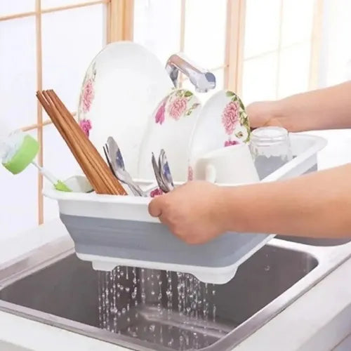 Secaplatos Escurridor Silicona Plegable Cocina Gris