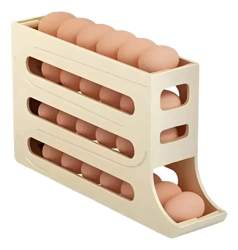 Huevera Deslizante Organizador De Huevos Apilable Cavidades De 3 Niveles Dispensador Para Heladera, Mantener Orden Almacenamiento Y Frescura Levys Bazar