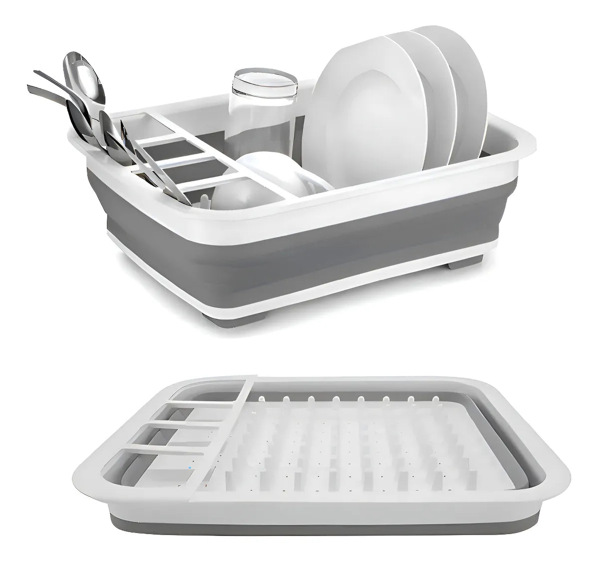 Secaplatos Escurridor Silicona Plegable Cocina Gris